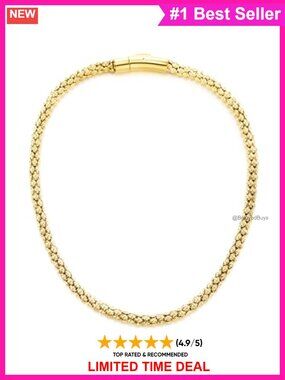 Stainless Steel Gold Textured Popcorn Chain Choker Necklace for Women